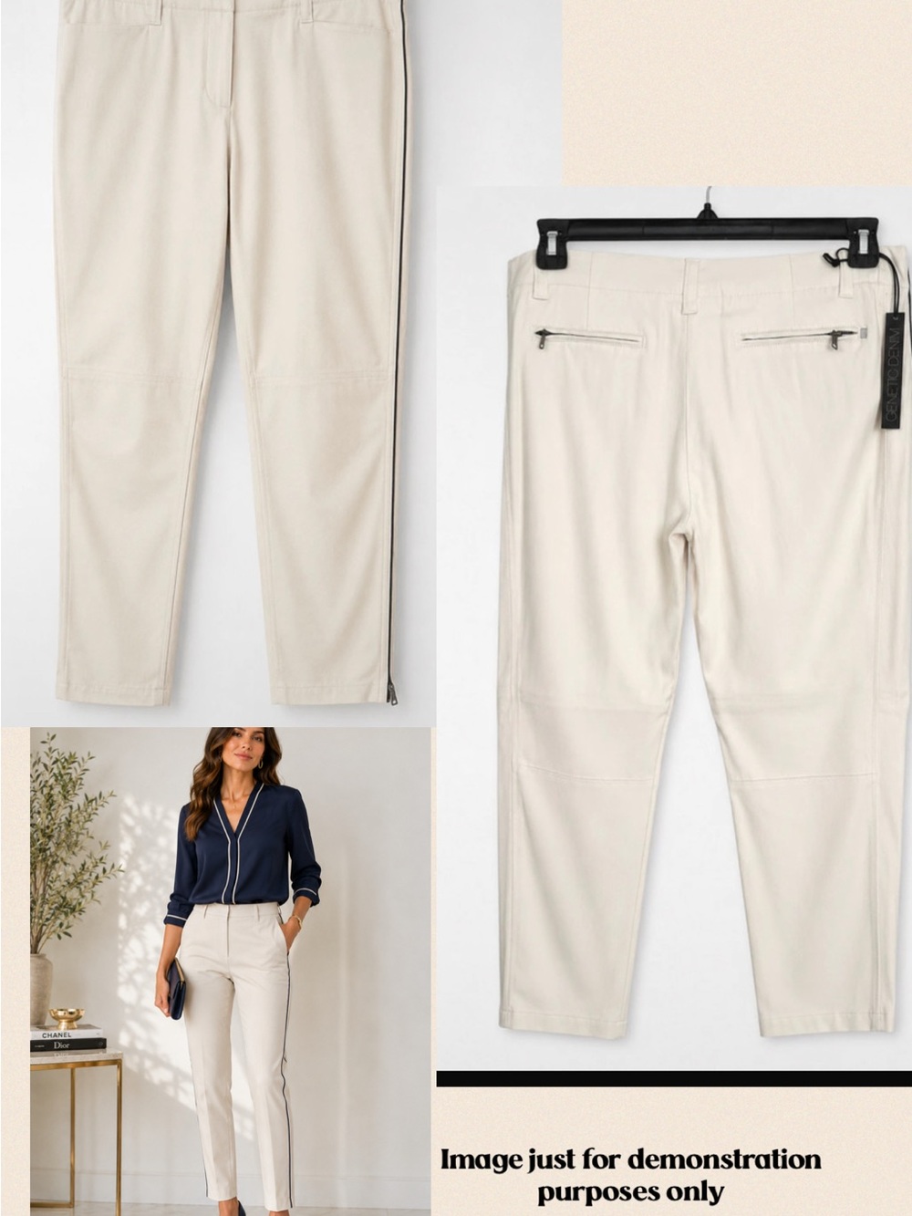 Cream Slim Ankle Pants - Women